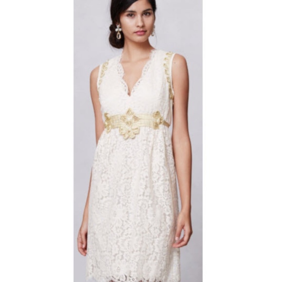Anthro Cream Anna Sui Lonoke Antique Lace Dress - Picture 3 of 8
